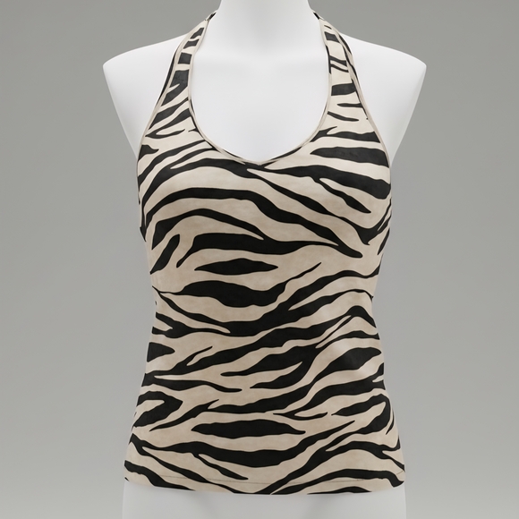 Rave City Tops - ​🦓 Vintage 90s/Y2K Rave City Zebra Print Halter Top 🖤
